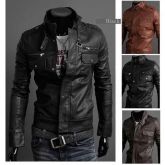 Jaqueta De Couro Pu Masculina, Motociclista.